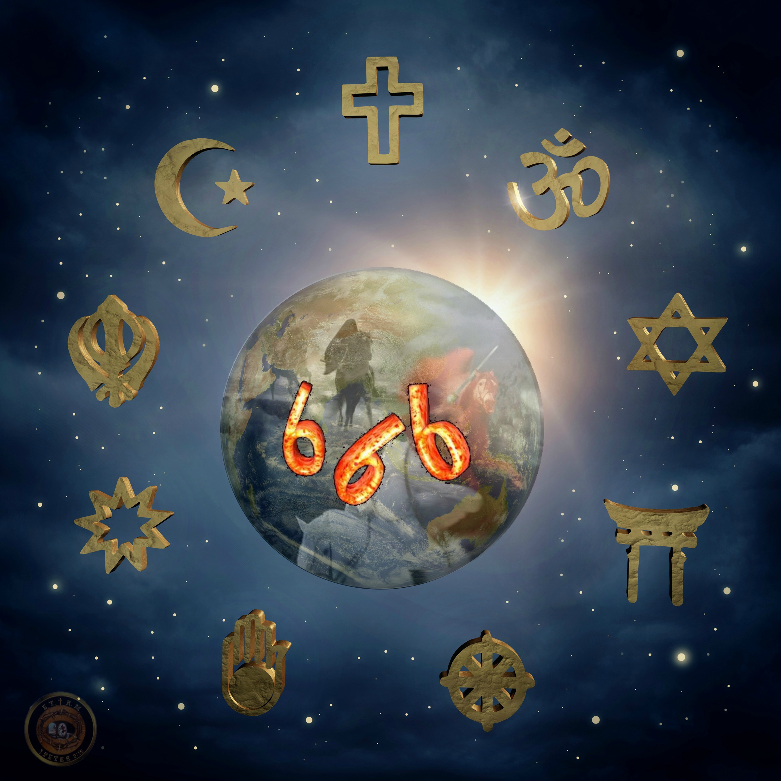 Planet Earth and religious symbols